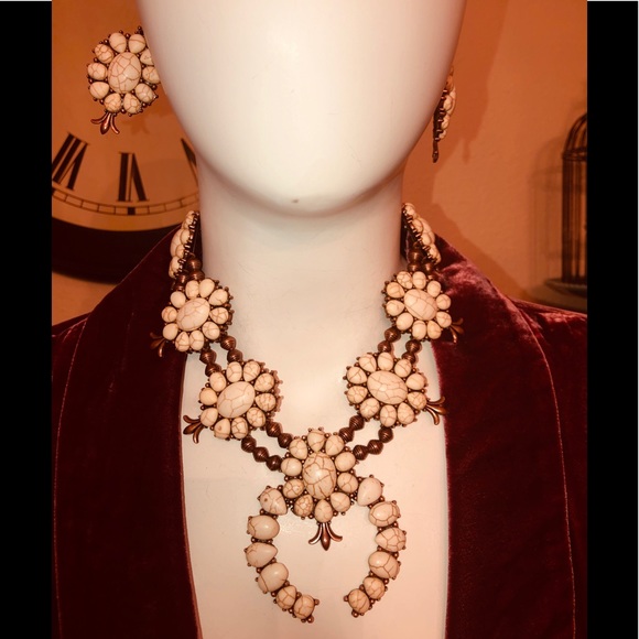 FREE EARRINGS & SQUASH BLOSSOM NECK •WHITE BUFFALO - Picture 3 of 8